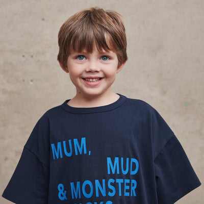 Mum, Mud & Monster Trucks Tee - Navy