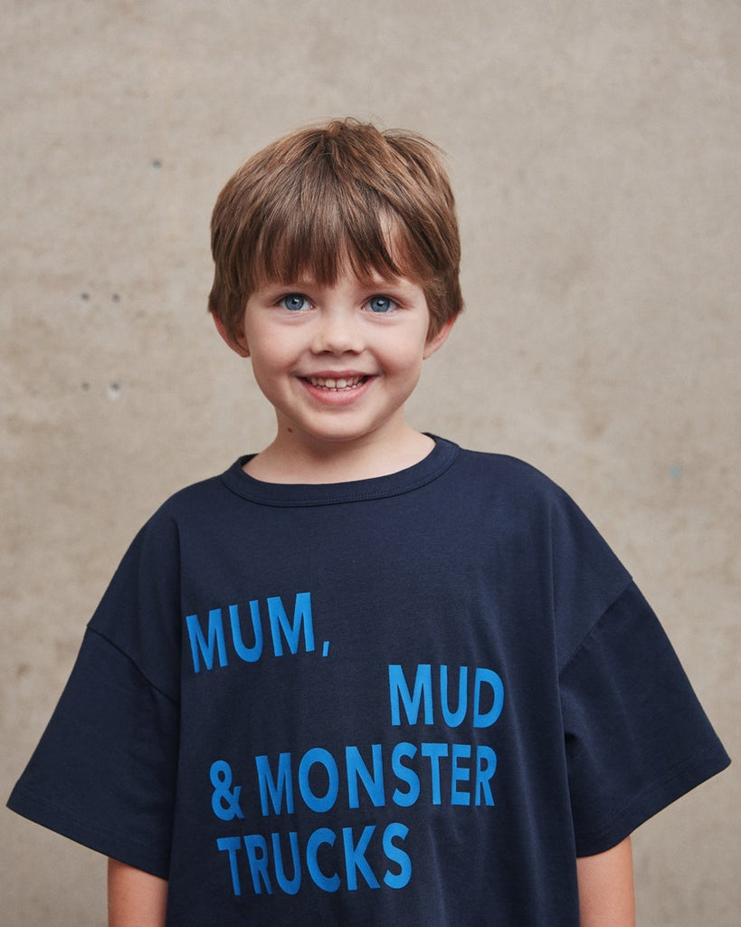 Mum, Mud & Monster Trucks Tee - Navy