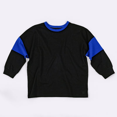 Two Tone Long Sleeve Tee - Black & Blue