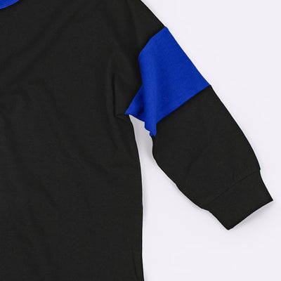 Two Tone Long Sleeve Tee - Black & Blue