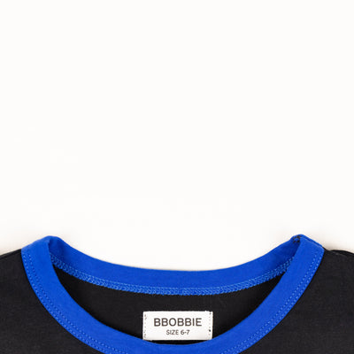 Two Tone Long Sleeve Tee - Black & Blue