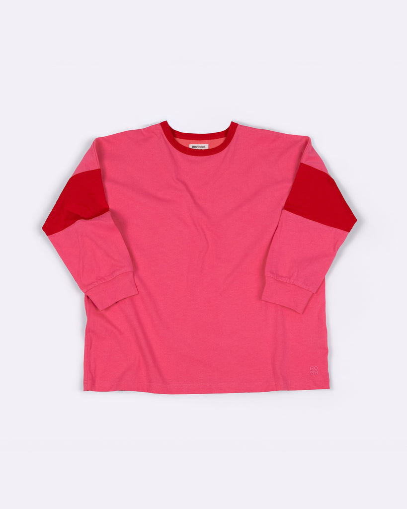 Two Tone Long Sleeve Tee - Pink & Red