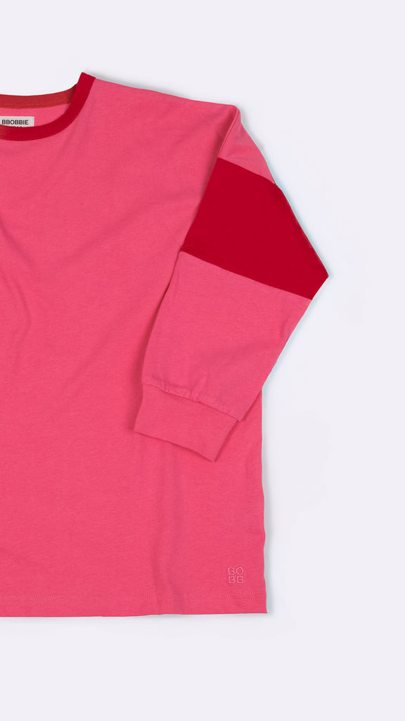 Two Tone Long Sleeve Tee - Pink & Red