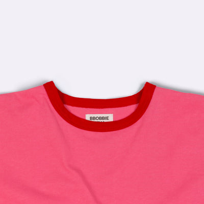 Two Tone Long Sleeve Tee - Pink & Red