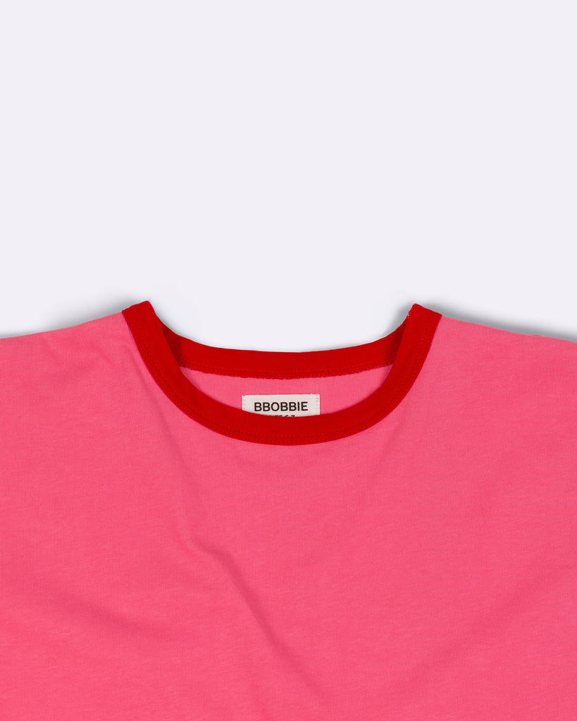 Two Tone Long Sleeve Tee - Pink & Red