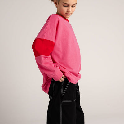 Two Tone Long Sleeve Tee - Pink & Red