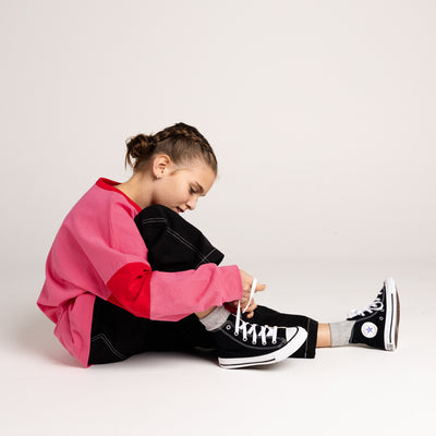 Two Tone Long Sleeve Tee - Pink & Red