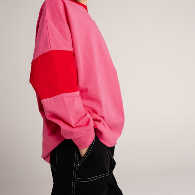 Two Tone Long Sleeve Tee - Pink & Red