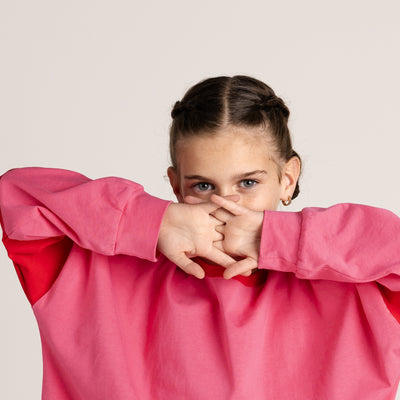 Two Tone Long Sleeve Tee - Pink & Red