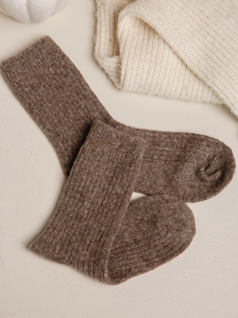 Comfy Knit Socks - Choc