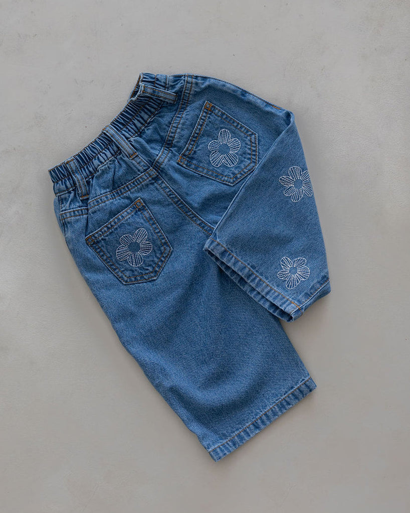 Denim Flower Jeans
