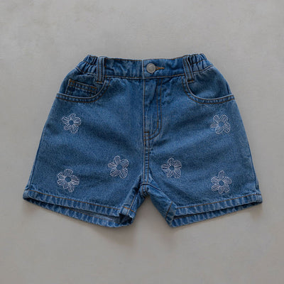 Denim Flower Shorts