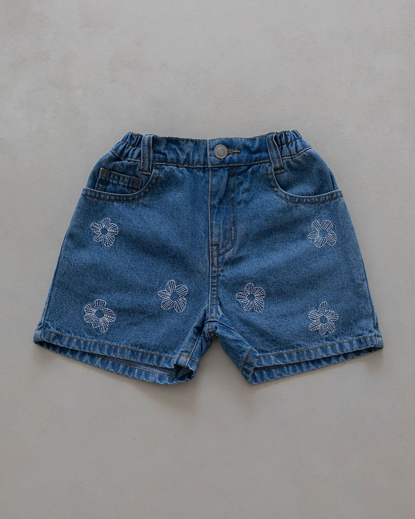 Denim Flower Shorts