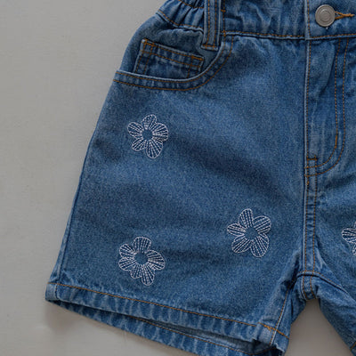 Denim Flower Shorts