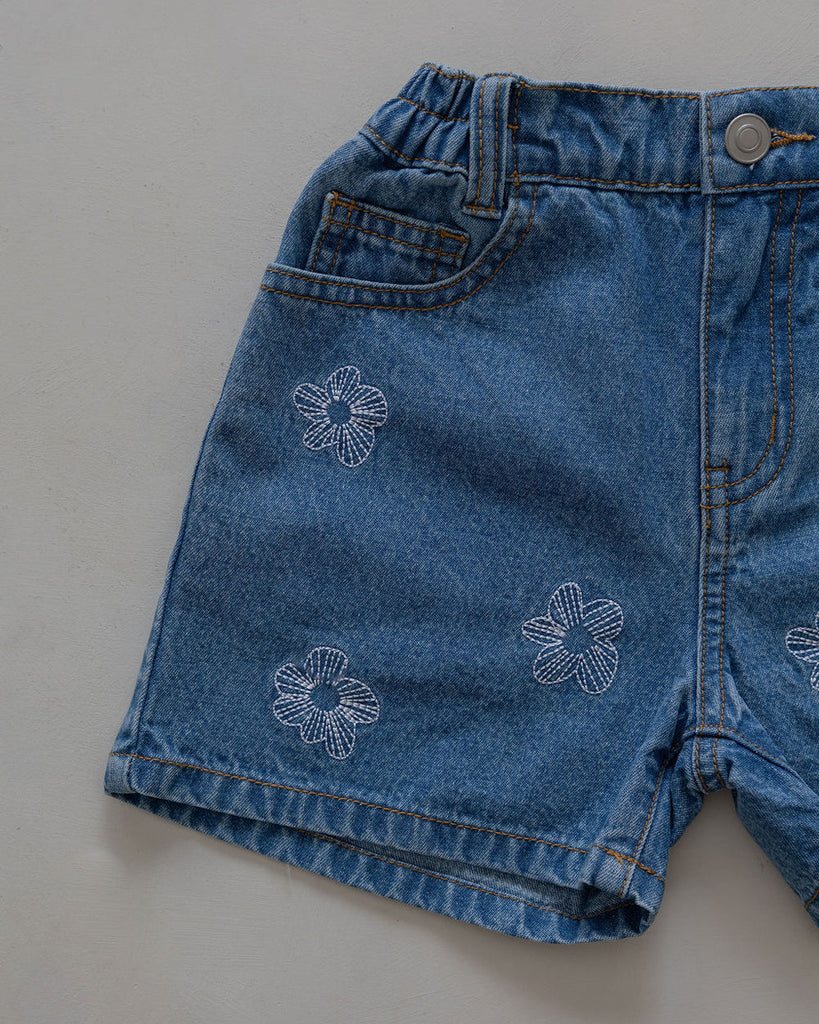 Denim Flower Shorts