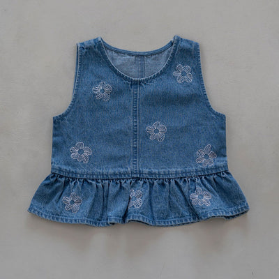 Denim Flower Top