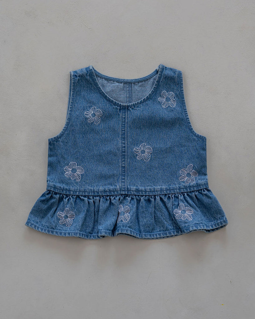 Denim Flower Top