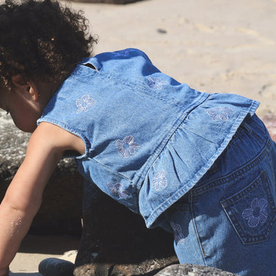 Denim Flower Top