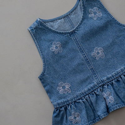 Denim Flower Top