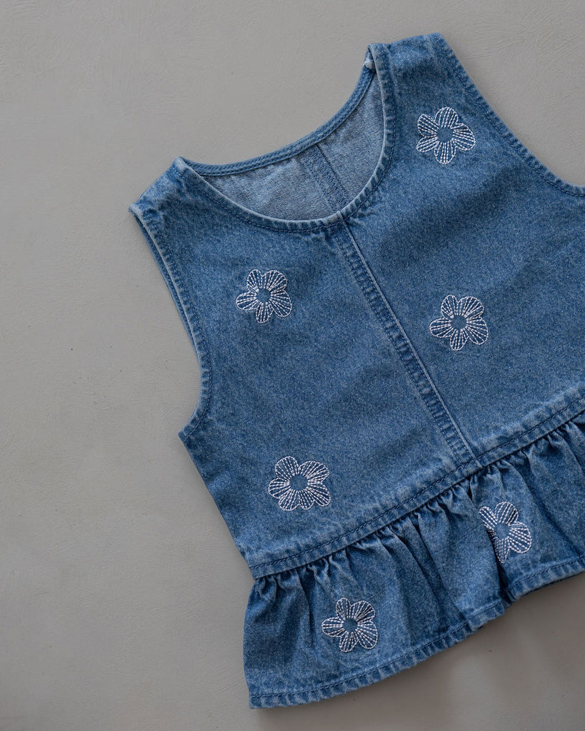 Denim Flower Top