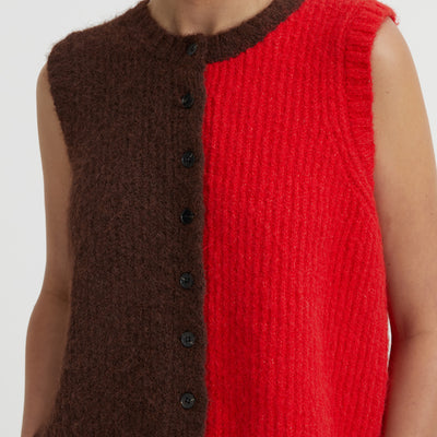 Isolde Vest - Red & Chocolate