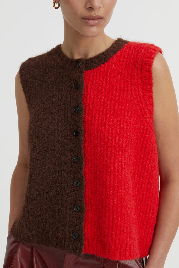 Isolde Vest - Red & Chocolate