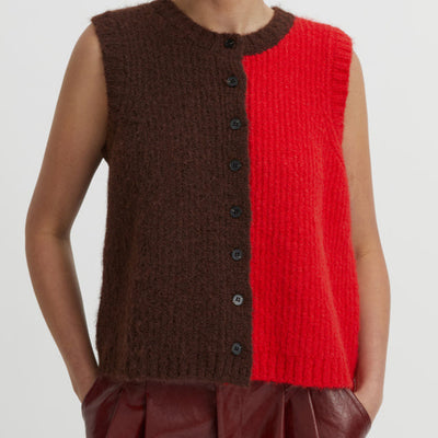Isolde Vest - Red & Chocolate