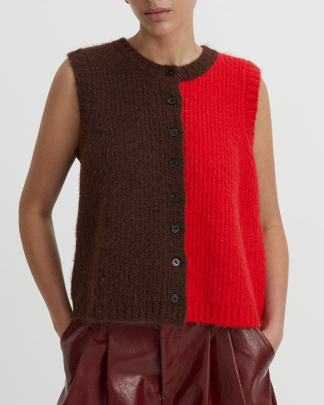 Isolde Vest - Red & Chocolate