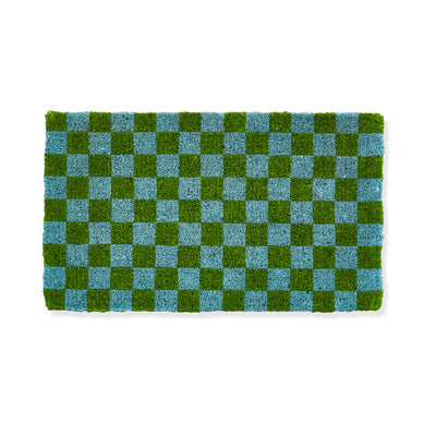 Checker Doormat - Blue & Green