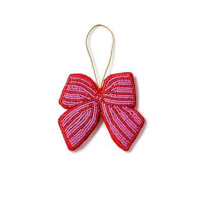 Christmas Decoration - Beaded Pink Bow