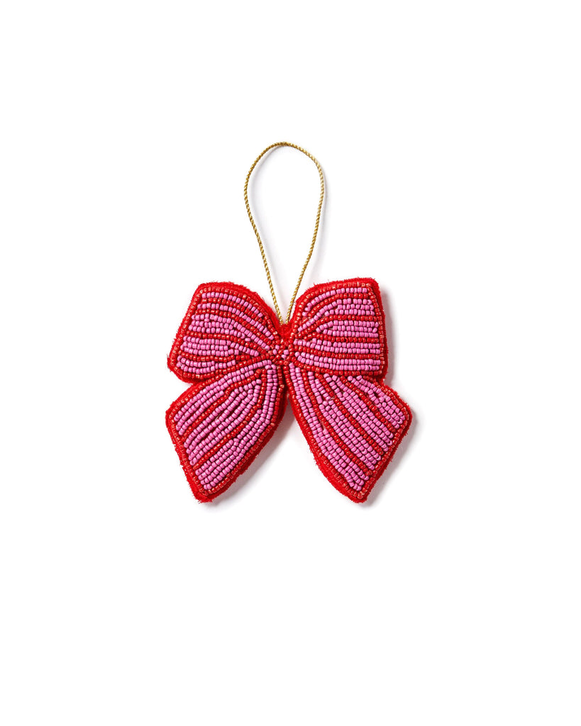 Christmas Decoration - Beaded Pink Bow