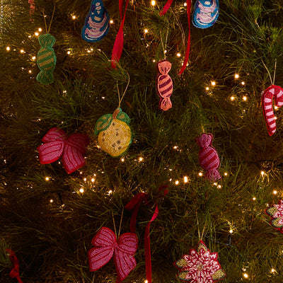 Christmas Decoration - Beaded Pink Bow