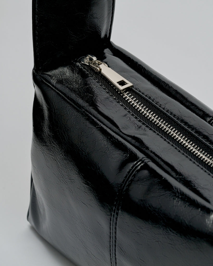 Paper Plane - Brie Leon - Luca Shoulder Bag - Black Glossy Crinkle