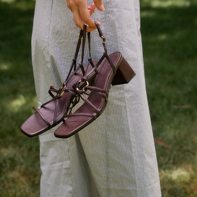 Piper Mid Heel Sandal - Chocolate