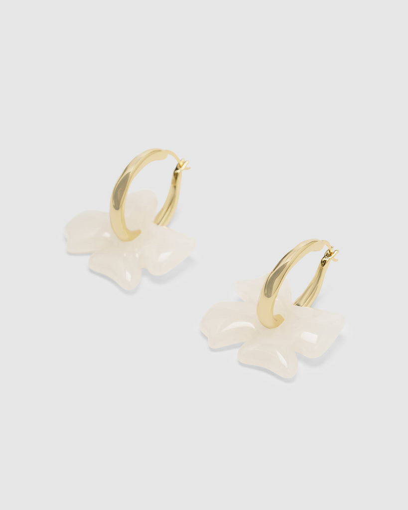 Paper Plane - Brie Leon - Glass Flower Hoops - Frosted