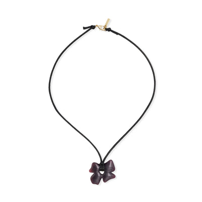 Paper Plane - Brie Leon - Glass Flower Cord Necklace - Plum