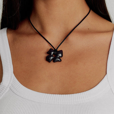 Paper Plane - Brie Leon - Glass Flower Cord Necklace - Plum