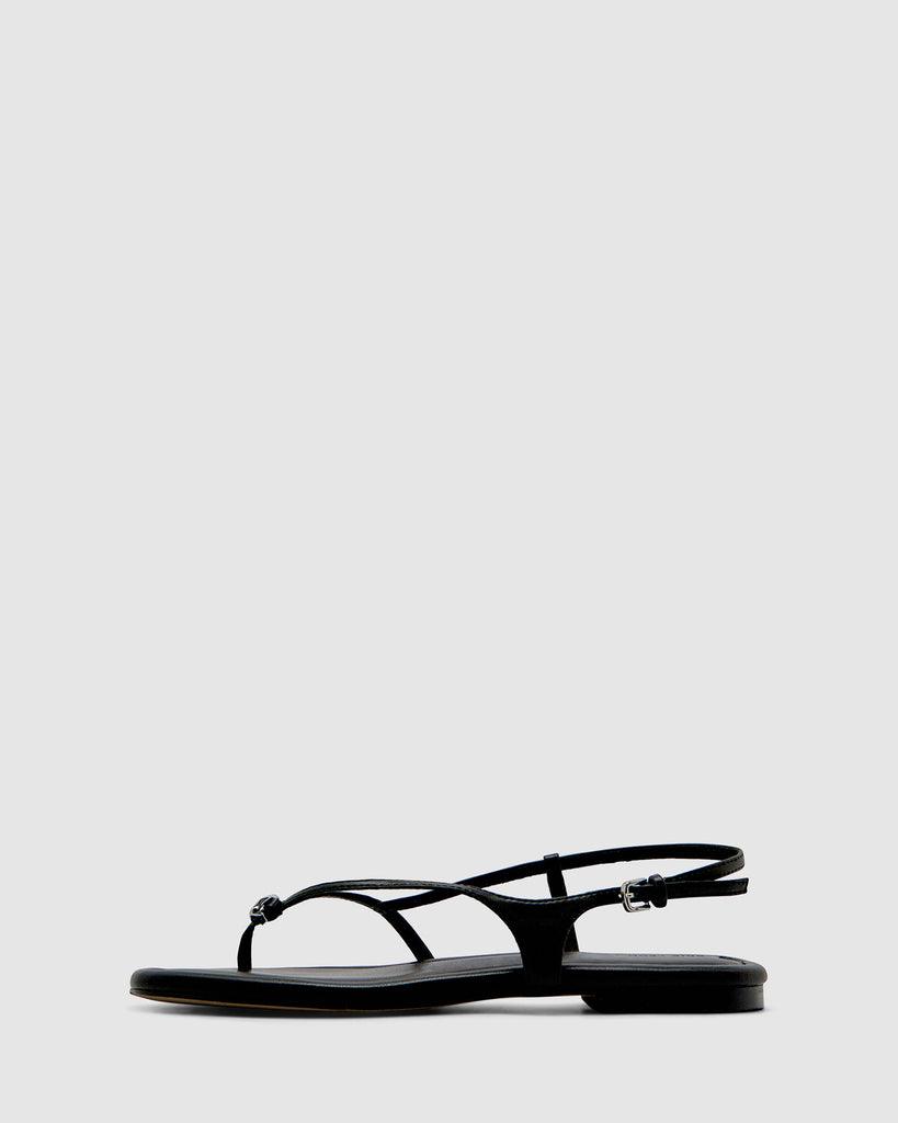 Halle Flat Sandal - Black