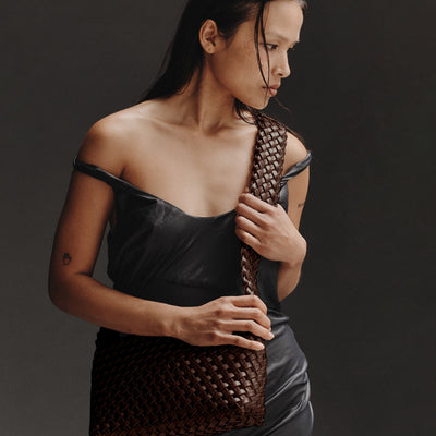 Luca Woven Crossbody Bag - Chocolate