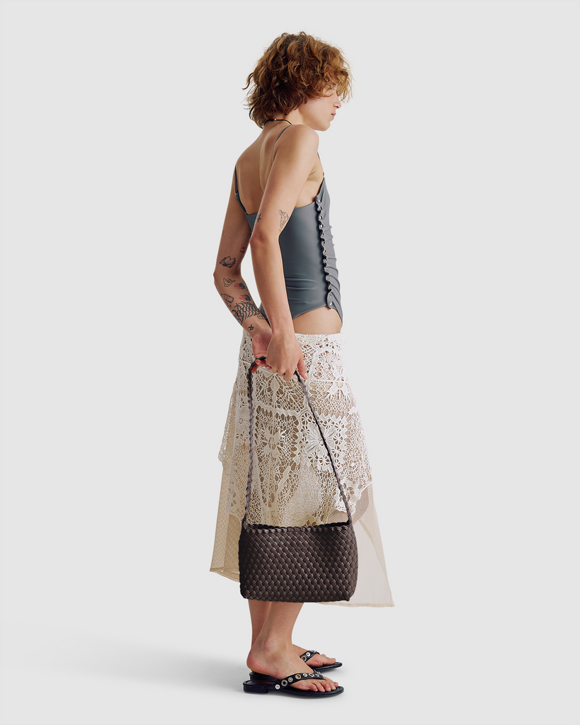 Luca Woven Crossbody Bag - Chocolate