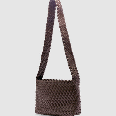 Luca Woven Crossbody Bag - Chocolate