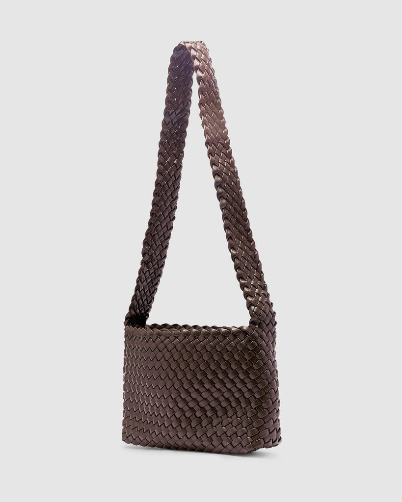 Luca Woven Crossbody Bag - Chocolate