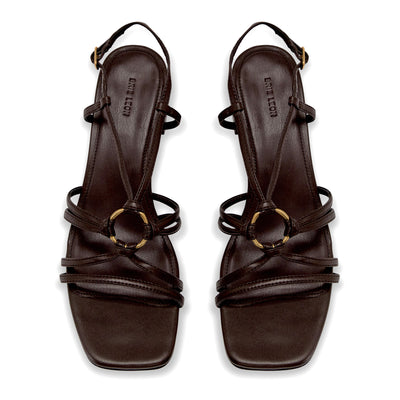 Piper Mid Heel Sandal - Chocolate