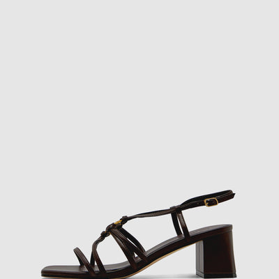 Piper Mid Heel Sandal - Chocolate