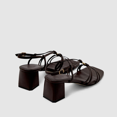 Piper Mid Heel Sandal - Chocolate