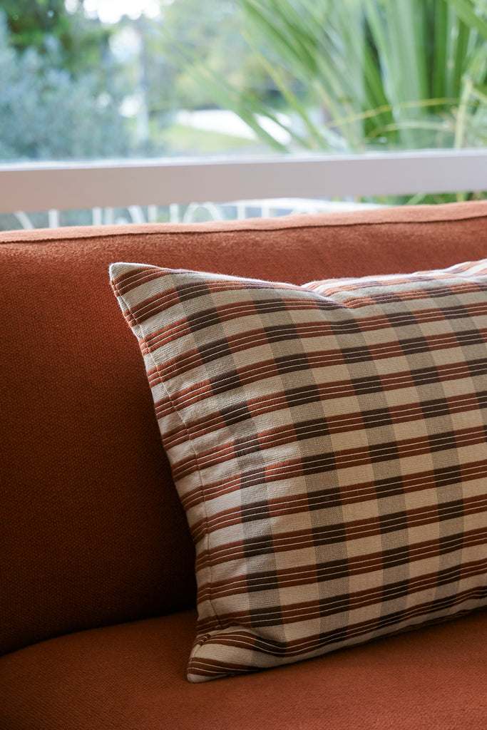 Folio Cushion Cover - Russet & Mulberry