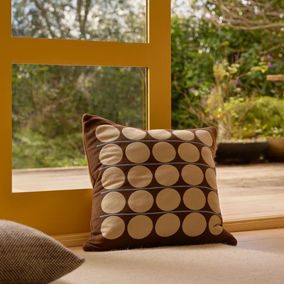 Abacus Cushion Cover - Chocolate & Wheat
