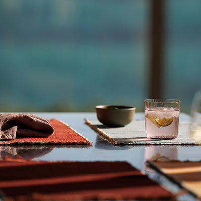 Albers Striped Placemat - Cherry & Powder Blue