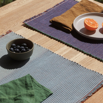 Albers Striped Placemat - Cherry & Powder Blue