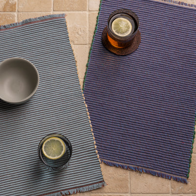 Albers Striped Placemat - Cherry & Powder Blue